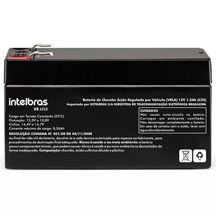 Bateria Para Alarme de Incêndio Intelbras XB 1212 Chumbo-ácido 1,2Ah 12V
