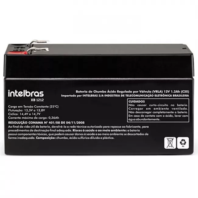 Bateria Para Alarme de Incêndio Intelbras XB 1212 Chumbo-ácido 1,2Ah 12V