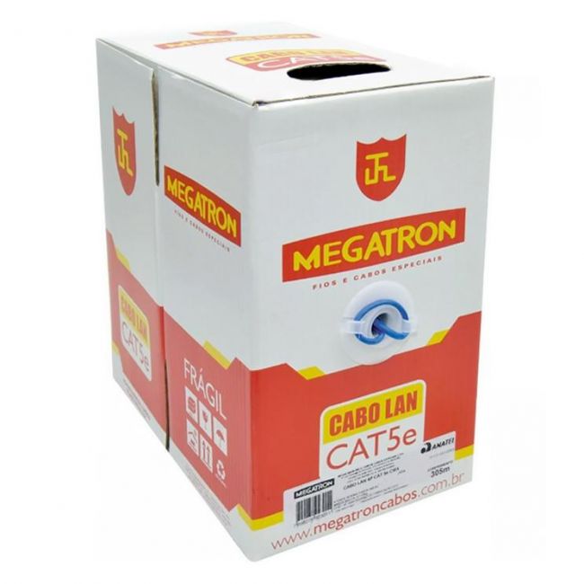 Cabo de Rede Megatron Lan CAT 5e CMX 4 pares 24AWG Homologado Anatel Caixa 305m