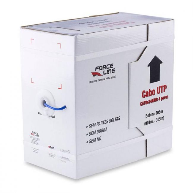 Cabo de Rede UTP Force Line CAT 5E CMX Azul - Caixa 305m