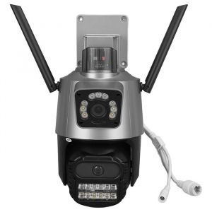 Câmera Dupla Speed Dome Wi-Fi Visão Noturna Colorida Starcolor 6MP Detecção de Movimento Alarme Sonoro e Visual