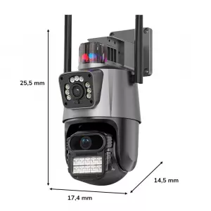 Câmera Dupla Speed Dome Wi-Fi Visão Noturna Colorida Starcolor 6MP Detecção de Movimento Alarme Sonoro e Visual