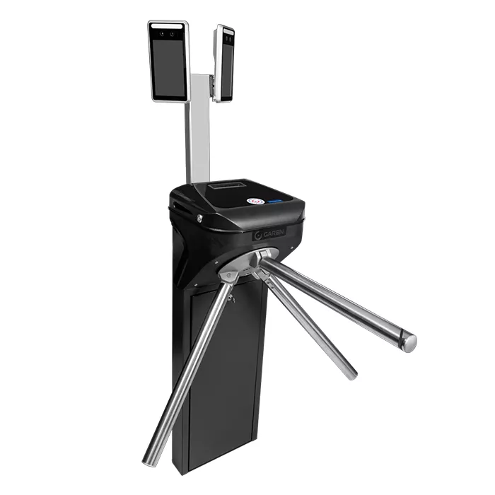 Catraca de Acesso Semiautomática Pedestal Tripé c/ 2 Controladores de Acesso Facial Garen