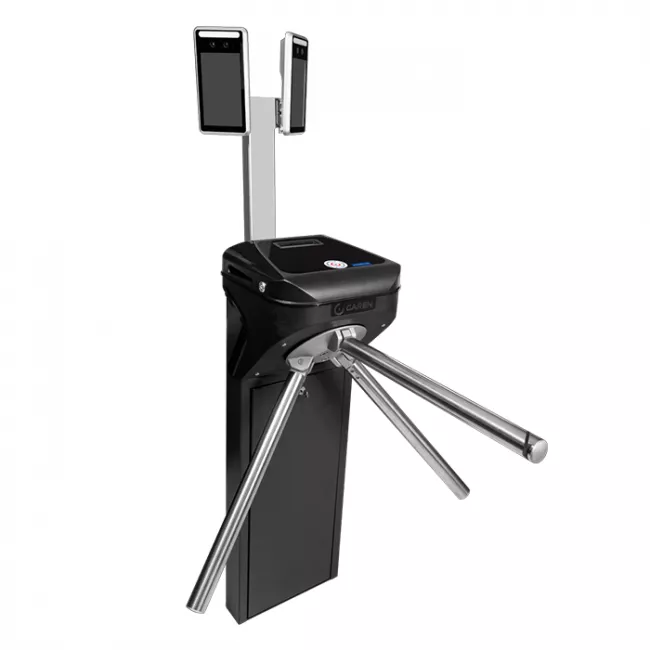 Catraca de Acesso Semiautomática Pedestal Tripé c/ 2 Controladores de Acesso Facial Garen