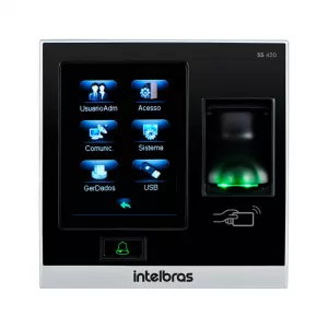 Controlador De Acesso SS 420 MF Intelbras 13,56 MHz Display Touch Screen e Leitor Biométrico