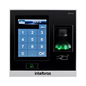 Controlador De Acesso SS 420 MF Intelbras 13,56 MHz Display Touch Screen e Leitor Biométrico