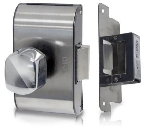 Fechadura Elétrica Para Porta de Vidro Com Rasgo e Abertura Interna PV90 1R-B (Vidro/Alvenaria) c/ Maçaneta Bola - HDL