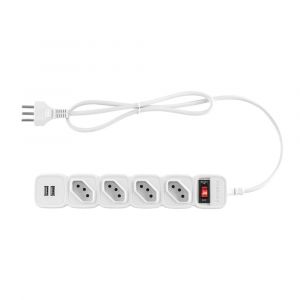Filtro de Linha Protetor Eletrônico 4 Tomadas e 2 Portas USB Intelbras EPE 204 USB+