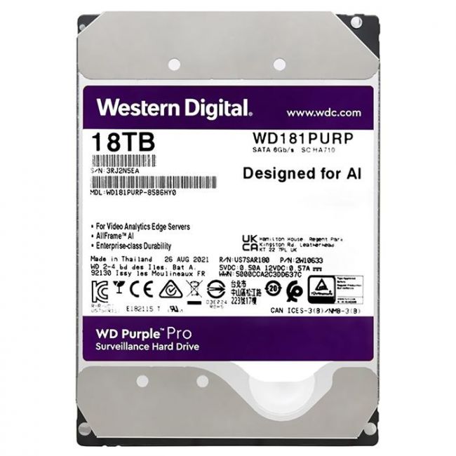 HD Western Digital 18TB WD Purple Surveillance SATA WD181PURP