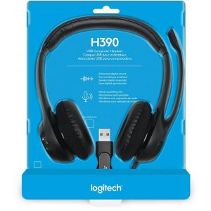Headset Logitech H390 USB Controles de Áudio Integrado e Microfone Com Redução de Ruído