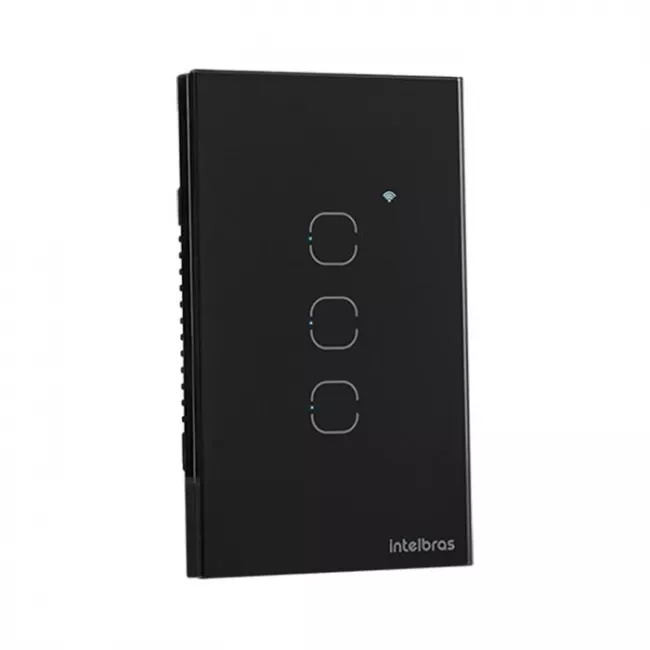 Interruptor Inteligente Touch Smart Wi-Fi Preto Com 3 Teclas EWS 1003 Intelbras