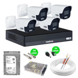 Kit 4 Câmeras de Segurança Full HD C/ Imagem Noturna Colorida Completo e DVR Intelbras