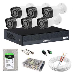 Kit 6 Câmeras de Segurança Full HD Completo c/ DVR 8 Canais MHDX 1008-C Intelbras