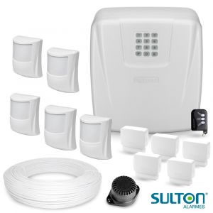 Kit Alarme Residencial ou Comercial Completo Sulton CLS 10 Com 10 Sensores e Discadora