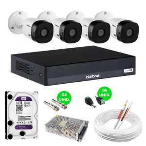 Kit Câmeras de Segurança Intelbras Com 4 Câmeras Full HD 1080p Infravermelho