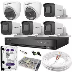 Kit Câmeras Hikvision Full HD 1080p Com 4 Câmeras Bullet e 2 Dome Infravermelho c/ DVR 8 Canais