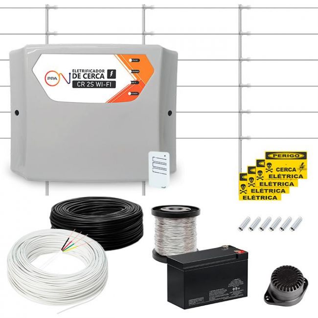 Kit Cerca Elétrica c/ Central Wi-Fi Smart PPA Controlado Por Aplicativo - 50m de Muro