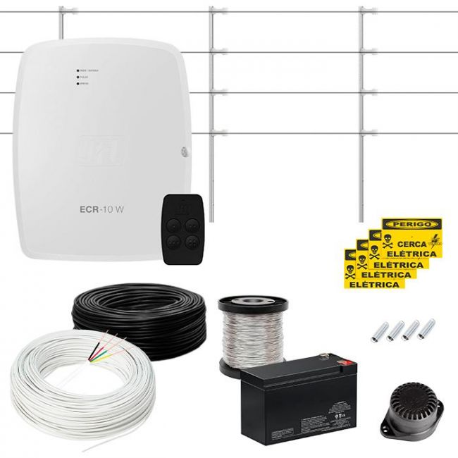 Kit Cerca Elétrica JFL Controlado Por Aplicativo Celular Com Setor de Alarme - 50m de Muro