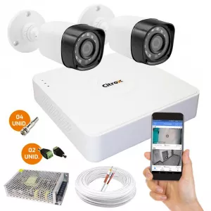 Kit Com 2 Câmeras de Segurança Full HD 1080p e DVR de 4 Canais Citrox