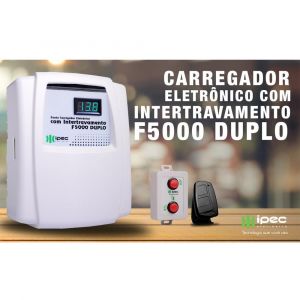 Kit Fonte Carregador Duplo Com Intertravamento F5000 IPEC + Controle e Botoeira