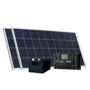 Kit Gerador Solar Off Grid 1180Wh/Dia Controlador de Carga PWM 12V ECP 2024 e Bateria 150Ah