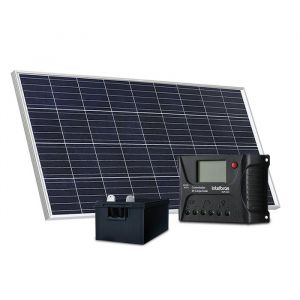 Kit Gerador Solar Off Grid 590Wh/Dia Controlador de Carga PWM 12V ECP 1024 e Bateria 105Ah