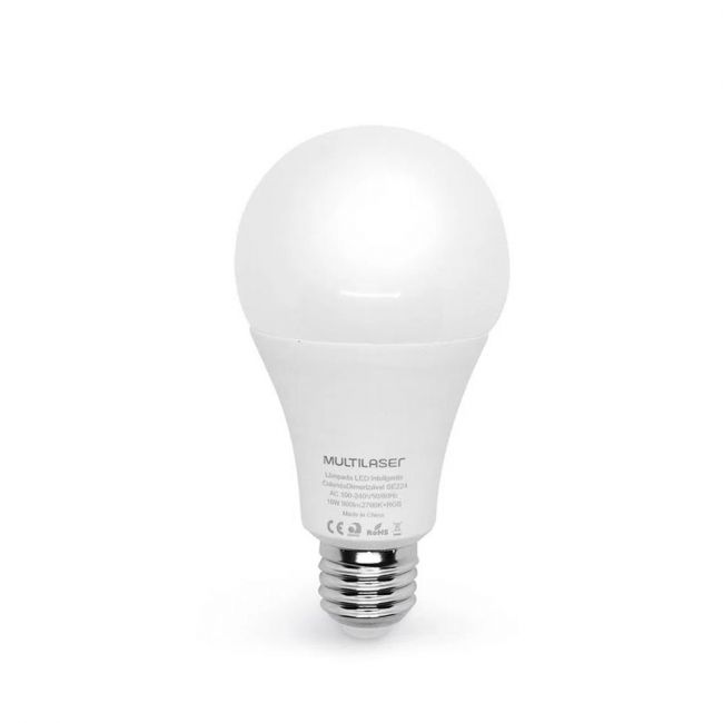 Lâmpada Smart LED Bulbo Inteligente Colorida Dimerizável Wi-Fi Multilaser Liv