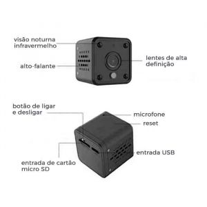 Micro Câmera Espiã IP WiFi Full HD Sem Fio Com Bateria e Infravermelho