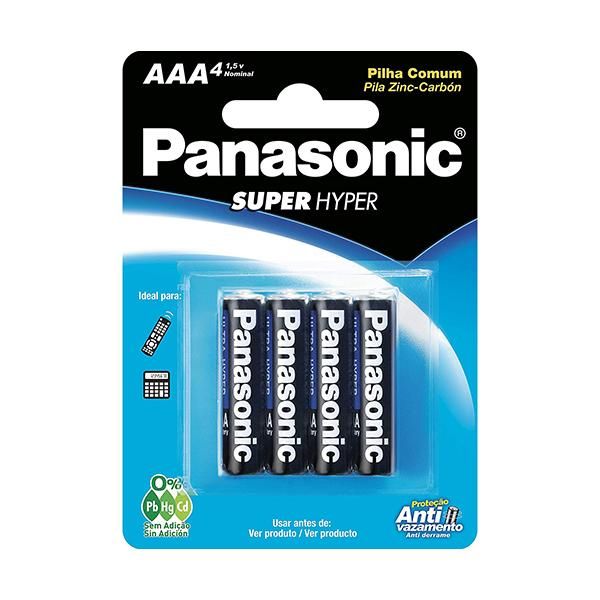 Pilha Palito Panasonic Super Hyper AAA Comum - 4 Unidades