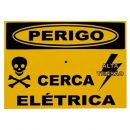 Placa de Advertência para Cerca Elétrica Em Alumínio "Perigo Cerca Elétrica"