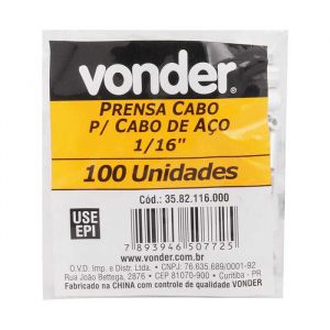 Prensa Cabo p/ Cabo de Aço de 1.5mm Vonder - Pacote 100 Peças