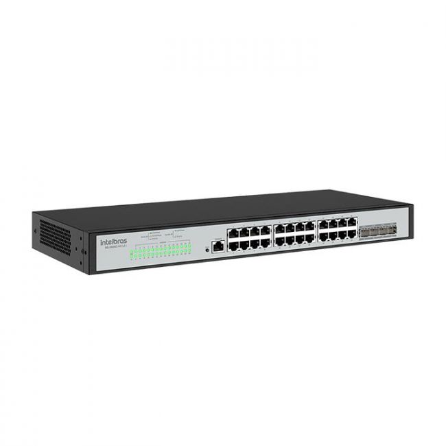 Switch Gerenciável 24 Portas Gigabit Ethernet SG 2404D MR L2+ Intelbras c/ 4 Portas SFP