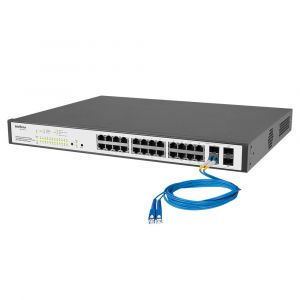 Switch Gerenciável 24 Portas PoE Gigabit Ethernet c/ 4 Mini-GBIC Compartilhadas SG 2404 PoE Intelbras