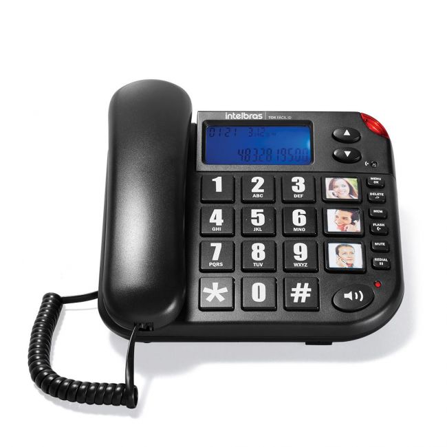 Telefone Com Fio Teclas Grandes e Identificador de Chamadas ToK Fácil ID Intelbras