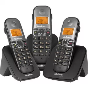  Telefone Sem Fio Digital Com Dois Ramais Adicionais TS 5123 Intelbras
